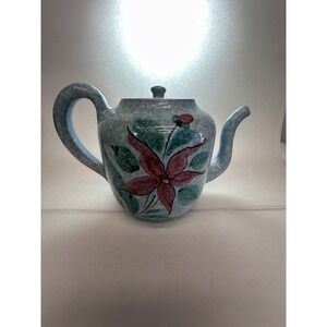 Blue Majolica Type Teapot‎ Italian Limited Piece Signed Italy Unknown Age